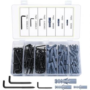 150 crochets de plafond, crochets noirs à visser, crochets carrés pour commode, crochets en L coudés, crochets à visser pour suspendre des plantes,