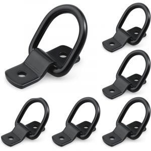 Lot de 6 Anneau Arrimage avec Vis et Supports - Crochet Arrimage en d Traction - Portant 400 Kg - Inoxydable Noir Anneau d'Arrimage - Anneau de
