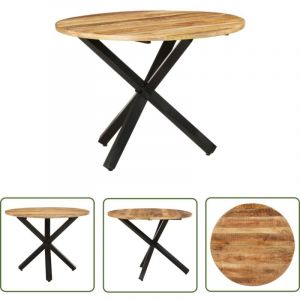 VidaXL Table à dîner ronde 100x100x75 cm Bois de manguier brut
