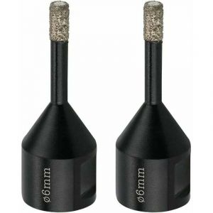 Forets à Carrelage 6 mm M14 Foret Diamant Carrelage Grès Cérame Marbre - Scie cloche Diamant, 2x Forets Trépan Diamant à sec pour Meuleuse d'angle