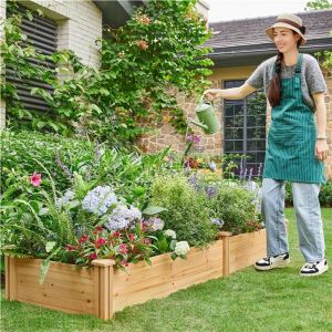 Yaheetech Carr&eacute; Potager en Bois Bac Potager Sur&eacute;lev&eacute; Potager Ext&eacute;rieur/Int&eacute;rieur Bac &agrave; Fleurs L&eacute;gumes pour Jardin Cour Serre Terrasse 245,5 cm L &times;