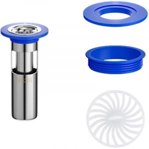 Bonde de douche anti-odeurs, clapet anti-retour pour bonde de lavabo, diam&egrave;tre 32 mm, hauteur 105 mm, bleu, 1 pi&egrave;ce