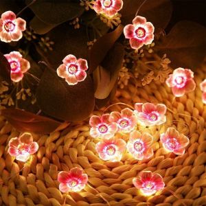 Guirlande Lumineuse led Fleur de Cerisier, Guirlande Lumineuse Fleur de Pêcher, Lumière Décorative en Fil de Cuivre de Mariage, Intérieur, Balcon