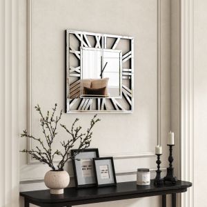 Shyfoy - Horloge Murale Carrée en Verre - Grand Format Moderne - Cadre Minimaliste - Décoration Contemporaine pour Salon/Bureau - Noir/Blanc/Or
