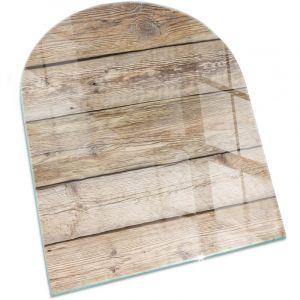 Plaque de protection de sol en verre tremp&eacute; pour chemin&eacute;e ou po&ecirc;le &agrave; bois pare-feu contre les &eacute;tincelles Planches en bois naturel 80x70