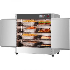 Mophorn Chauffe-plats Chaud Boîte, chauffe-plats à 4 niveaux - Livré avec bac à eau, 4 casseroles, double porte et étagères réglables. Armoire