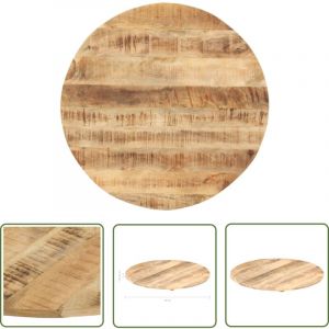 Dessus de table Bois de manguier solide Rond 15-16 mm 60 cm - Dessus De Table - Table Ronde - Bois De Manguier - Meuble Industriel - Plateau De Table