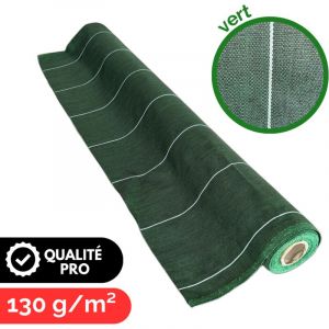 Toile de paillage tiss&eacute;e Longueur 25m Largeur 3,3m Couleur Vert 130g m2 Grande Largeur Similaire Geotextile R&eacute;sistant ZENLYS