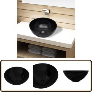 Vidaxl - Bassin d'&eacute;vier rond c&eacute;ramique Noir pour salle de bain - Lavabo C&eacute;ramique Noir - Lavabo Salle De Bain - &Eacute;vier Rond - Basin D'&eacute;vier - Meuble