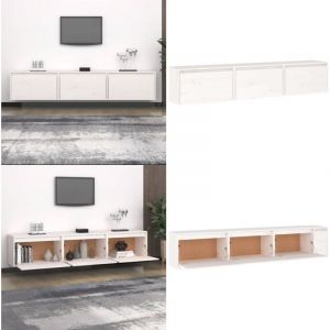 Vidaxl - Meubles tv 3 pcs Blanc Bois massif de pin - Meuble Tv - Meuble Suspendu - Rangement Mural - Bibliothèque Murale - Décoration Murale - Home &