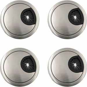 4 PCS Alliage de Zinc Passe Cable Passage de Cable en M&eacute;tal de 60mm, Couvercle de Trou de Cable de Bureau d'ordinateur, Trou de Gestion de Passe-cable