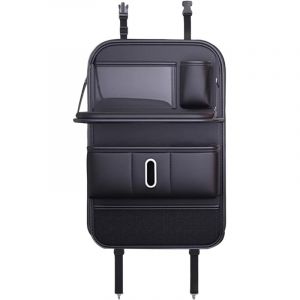 Organisateur De Si&egrave;ge Auto Arri&egrave;re Protecteur de Si&egrave;ge Auto avec Compartiments Porte-Tablette Cuir, Plateau Repas Pliable, Range-Tissues et Tapis