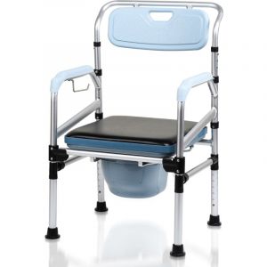 Swanew - Chaise d'aisance chaise de toilette réglable en hauteur avec seau de toilette, chaise de chevet de douche antidérapante aides