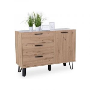 Commode 87 cm chêne et gris laqué - Vignola