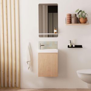 Ensemble lave-mains suspendu avec miroir tablette