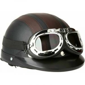 Casque de Moto Style R&eacute;tro Vintage pour Vespa, Coupe-Vent avec Visi&egrave;re uv et Lunettes, Convient pour un Tour de T&ecirc;te de 54 &agrave; 60 cm. - Ulisem