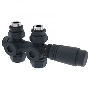 Jamais utilisé] Meykoers Kit soupape thermostatique pour radiateur, Anthracite vannes de radiateur pour raccordement bitube, Raccord fileté g 1/2'