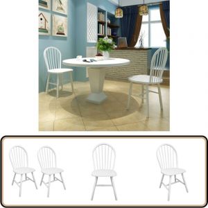 Chaises &agrave; manger lot de 2 blanc bois d'h&eacute;v&eacute;a solide - Chaise De Salle &Agrave; Manger - Chaise En Bois - Chaise Blanche - Mobilier De Salle &Agrave; Manger