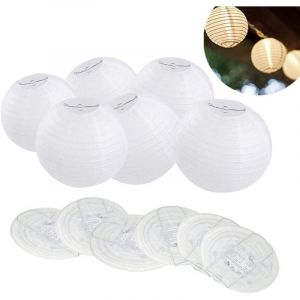 12 pi&egrave;ces lanterne en papier abat-jour boule blanche forme lanterne chinoise abat-jour pour haute heure &eacute;glise jardin f&ecirc;te d&eacute;coration