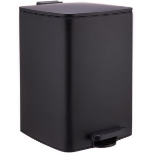 Relaxdays Poubelle de cuisine 20 L, fermeture douce, seau int&eacute;rieur amovible, m&eacute;tal mat, poubelle carr&eacute;e &agrave; p&eacute;dale, noire