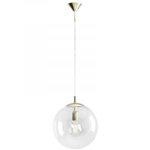 Licht-erlebnisse - Lampe &agrave; suspension en m&eacute;tal et verre l : 30 cm h : max. 200 cm en or Abat-jour boule E27 lampe &agrave; suspension ronde moderne
