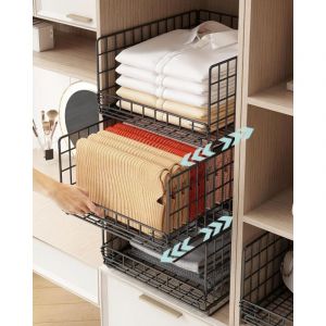 Organisateur Coulissant &agrave; 3 Pi&egrave;ces - Organiseurs de Tiroirs Rangement - Vetement Dressing Bo&icirc;te de Rangement pour Armoire-Noir