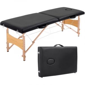 Table de massage pliante lit table de beaut&eacute; 2 zones portable sac de tranport inclus hauteur r&eacute;glable dim. 186L x 60l x 58-81H cm bois massif