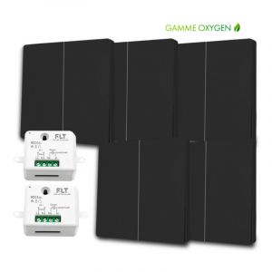 Fast Led Technology - Kit interrupteur va et vient sans fil et sans pile radio - Auto aliment&eacute; pi&eacute;zo&eacute;lectrique - 5 boutons double allumage + 2