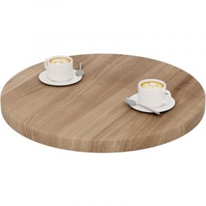 LAMO Manufaktur Plateau de table rond 60 cm en bois naturel Pour table basse ronde ou de chevet Épaisseur : 40 mm Couleur : Marron Noisette