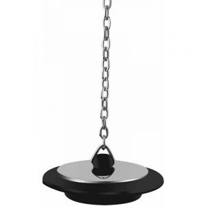 Bouchon de vidange, bouchon de baignoire universel avec longue cha&icirc;ne &agrave; billes en m&eacute;tal et anneau de suspension, bouchon d'&eacute;vier en chrome et