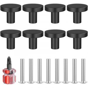 12 Pi&egrave;ces Bouton de Meuble Noir, 25 20 mm Bouton Tiroir, Bouton Porte Cuisine avec Des Vis, Boutons de Porte de Placard, Poignet Meuble Noir, Boutons