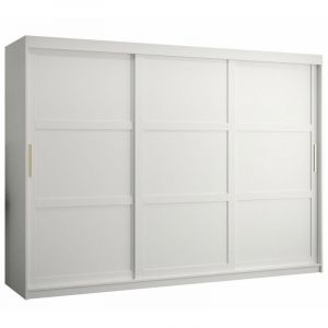 Armoire Ferfere 102, Blanc, 200x250x62cm, Portes d'armoire: Coulissantes, Nombre d'étagères: 0