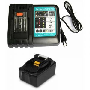 Replacement 14.4V-18V 5.0Ah Akku Chargeur pour Makita Coupe-Herbe DUR181Z Taille-haie Prise europ&eacute;enne DC18RC 3A (avec USB)