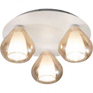 Fabas - Lila - Plafonnier rond d.40cm Luce - Applique avec 3 ampoules led E27 max 40W - Ambre
