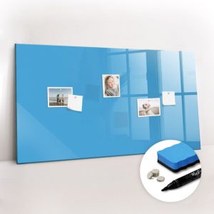 Tableau magnétique, panneau d'affichage, pense-bête, impression sur Verre – 120 cm x 60 cm - Bleu