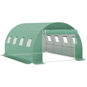 B&acirc;che de rechange pour serre tunnel 12 m&sup2;, dimensions 4x3x2 m, en PE r&eacute;sistant aux UV et imperm&eacute;able, avec 8 fen&ecirc;tres et porte zipp&eacute;e enroulable,