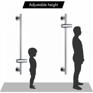 Alovez - Curseur barre de douche, Support Douche à Main Remplaçable, Support Pommeau de Douche 18-25MM à Diamètre Réglable Chrome, gris