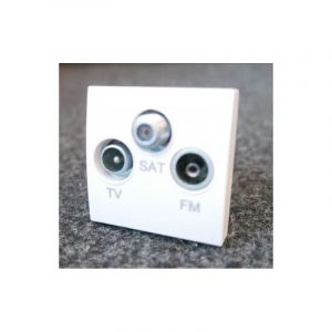 Prise TV-FM-SAT 2 entrees blanc polaire m&eacute;canisme 45x45mm sans support ni plaque ALTIRA