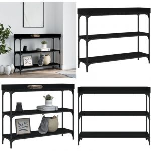 Table console avec étagères noir 100x30x80 cm - Table Basse - Meuble D'entrée - Table Console - Table D'appoint - Table Industrielle - Home & Living