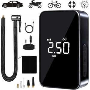 Compresseur &agrave; Air Portatif, 6000mAh Mini Gonfleur Electrique, 150PSI Pompe V&eacute;lo Electrique, Compresseur avec Affichage Num&eacute;rique Lumi&egrave;re LED et Port