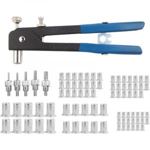 Kit d'outils pour rivets 86 pièces, pistolet à rivets manuel robuste avec écrous filetés M3/M4/M5/M6/M8 et mandrins pour meubles, automobile et