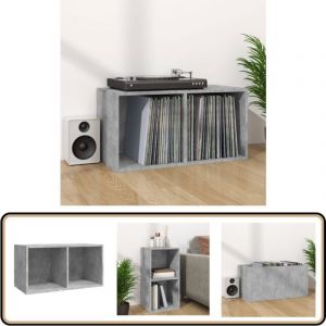 Bo&icirc;te de rangement de vinyles Gris b&eacute;ton 71x34x36 cm - Bo&icirc;te De Rangement Vinyl - Rangement Disque Vinyle - Meuble Rangement Vinyle - Boitier Lp