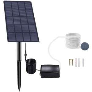 A&eacute;rateur Solaire de Bassin A&eacute;rateur de Bassin 2W pour Bassins Pompe Solaire pour Bassin Pompe &agrave; Oxyg&egrave;ne Solaire Enfichable avec Tube e Pierres &agrave;