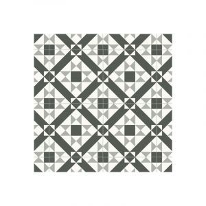 D&eacute;coweb - Sol Vinyle Style - Carreaux de ciment graphique - Noir et blanc - Rouleau de 2m x 3m