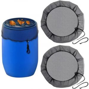 Filet Anti-Moustique pour R&eacute;cup&eacute;rateur d'Eau de Pluie 2 Pi&egrave;ces, Couvercle de Tonneau Ajustable, Filet de Protection contre Feuilles et Larves de