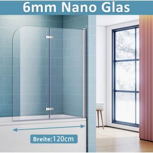Sonni - Paroi de Baignoire Douche 120x140cm Paroi de Baignoire 2 panneaux avec dispositif de pliage 180° Paroi de Baignoire en verre trempé