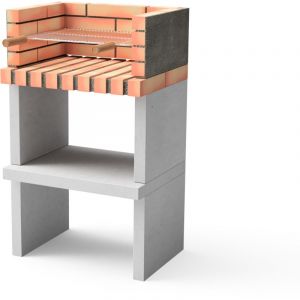 Maestro Ferretero - movelar - Barbecue préfabriqué à bois et charbon en béton réfractaire modèle Niza/Zon Short Plus (Gris, Orange - 62 x 46 x 107