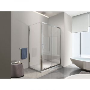 Douche de 6 mm avec un paroi fixe laterale et une porte coulissante (receveur non inclu) - 62,5-65 fixe x 115-120 coulissante - Nala