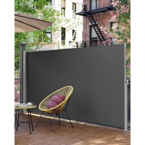 Songmics - Paravent extérieur 200 x 350 cm (h x l), Store latéral Brise-vue Paravent retractable - Gris Anthracite GSA205G02