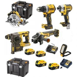 PACK 6 OUTILS DEWALT ,4 batteries 5Ah 18v,2 chargeurs.DCD800/DCF887/DCH273/DCG405/DCS572/DCL182-XJ